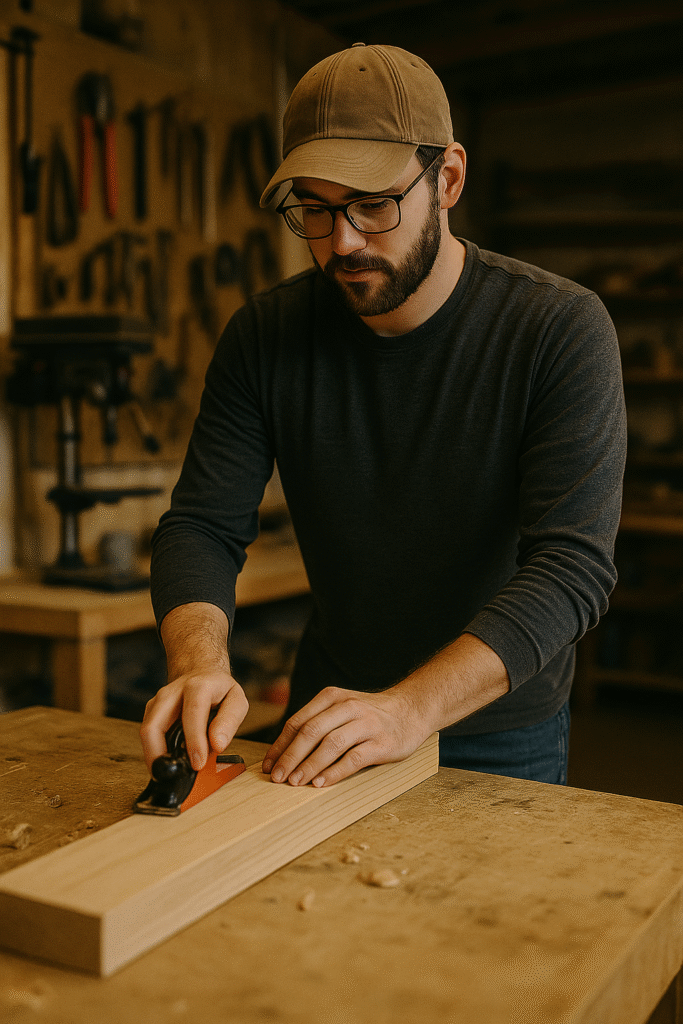 Shop woodworker working on a project