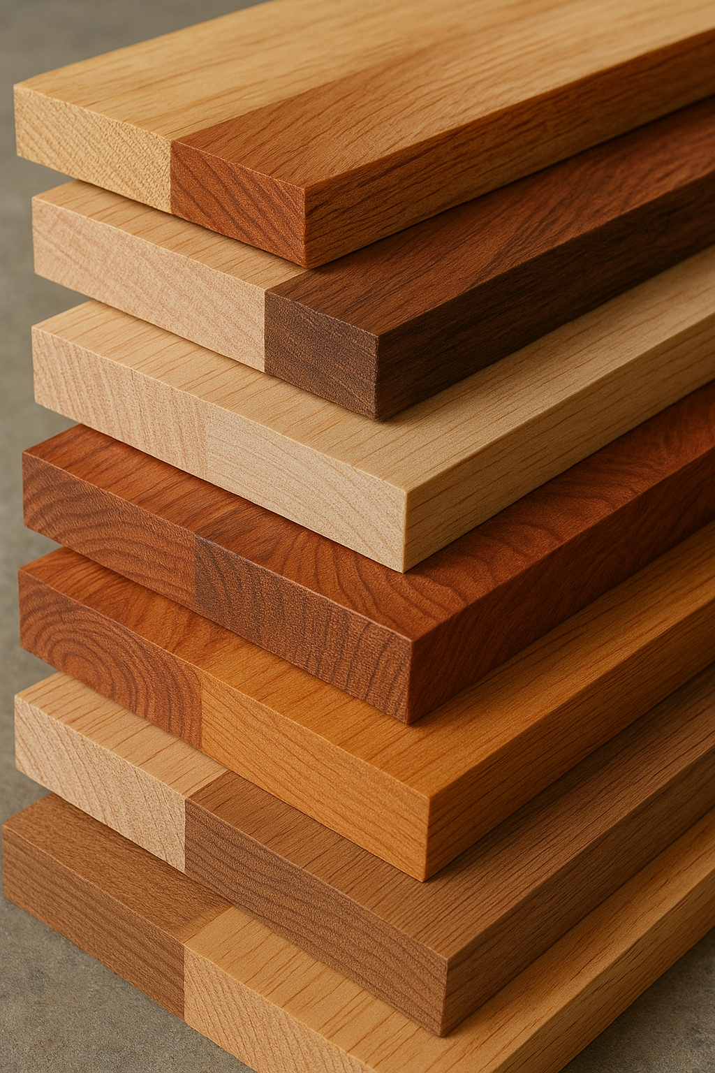 Photo showing a Stack of Various Hardwoods